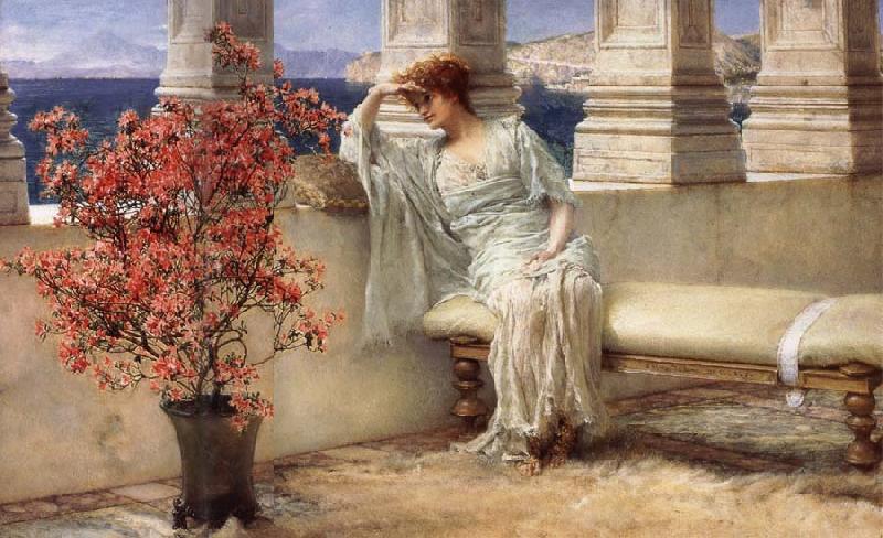 Sir Lawrence Alma-Tadema,OM.RA,RWS Her Eyes are with Her Thoughts and They are Far away oil painting picture